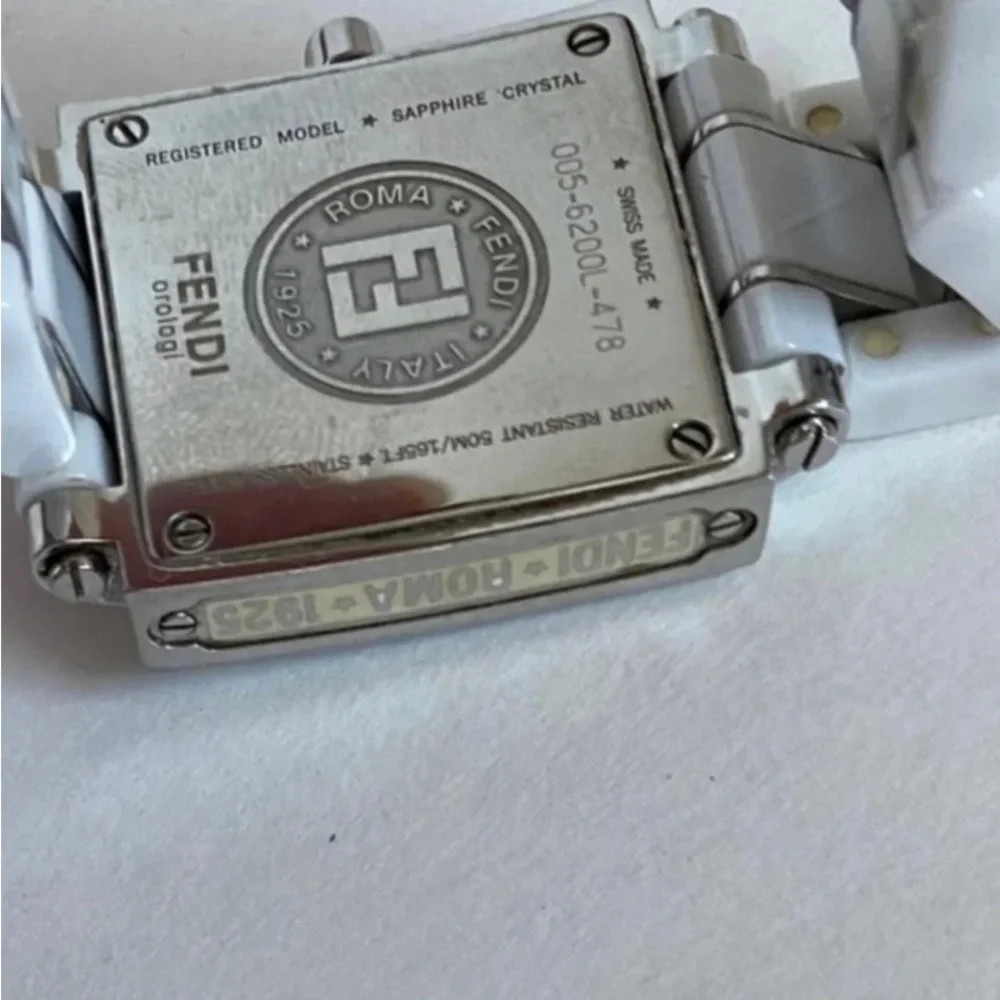 Fendi White Ceramic Square Watch Stainless Steel with Fendi Box - Picture 9 of 15